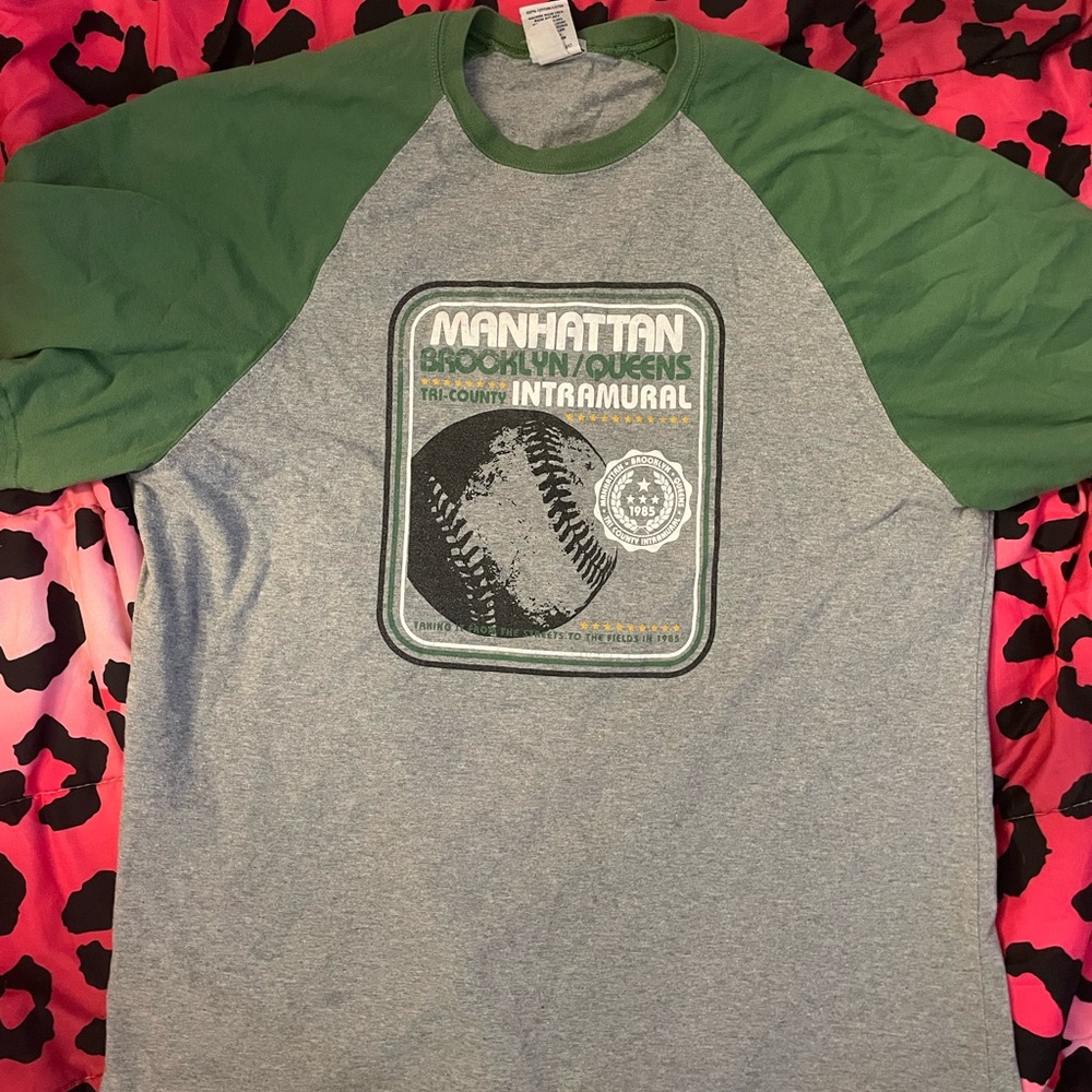 Green and Gray Baseball Tee